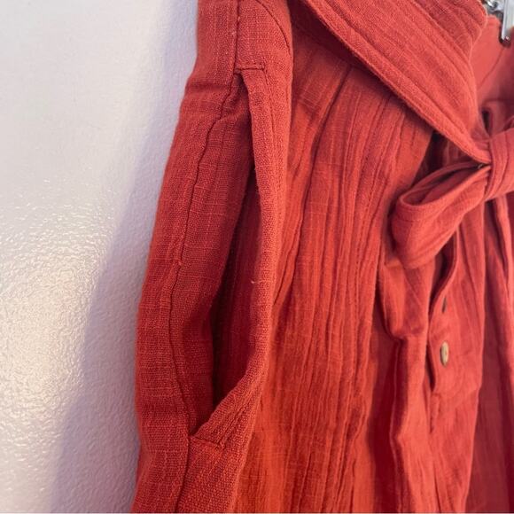 Free People High Waisted Shirts Burnt Orange Tie New Small - Picture 6 of 10